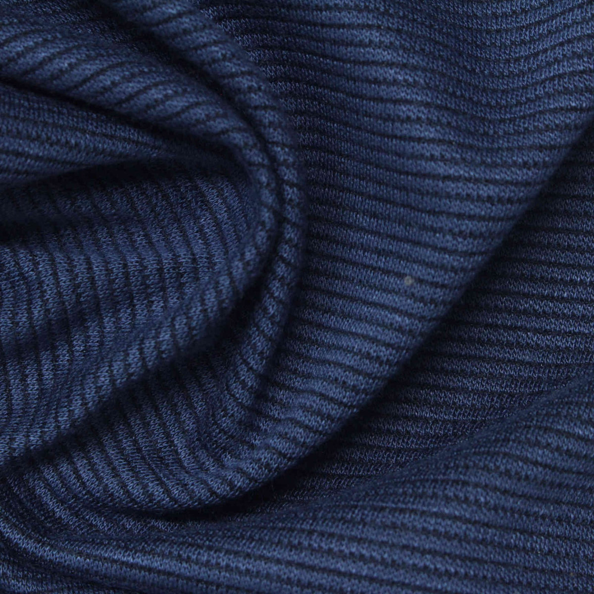 Dark Blue Horizontal-Stripe Interlock Knit, Poly-Modal