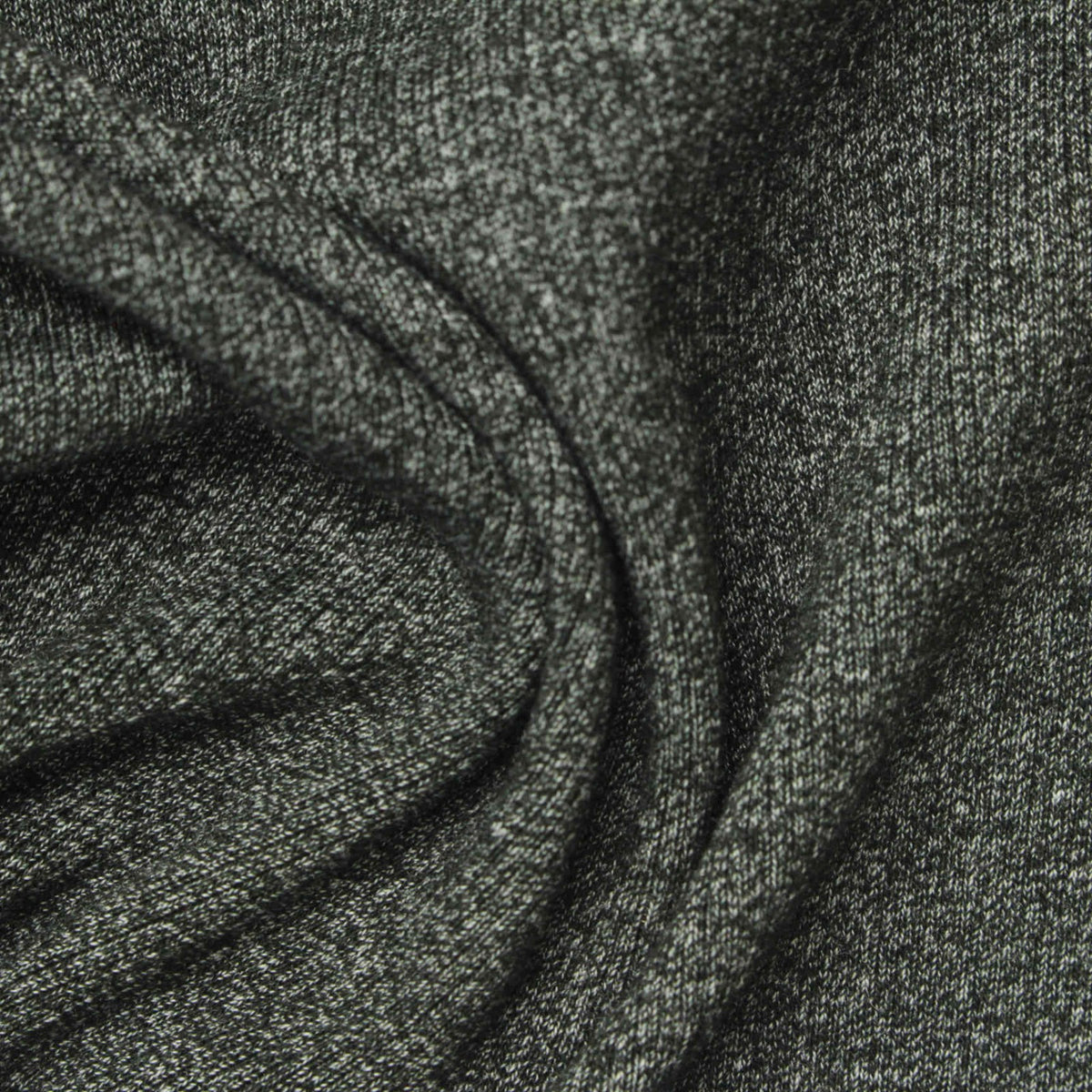 Dark Grey Marl Rib Knit, Cotton-Poly, 300 gsm
