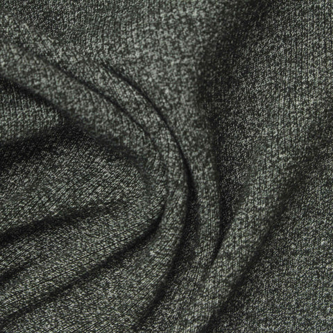 Dark Grey Marl Rib Knit, Cotton-Poly, 300 gsm