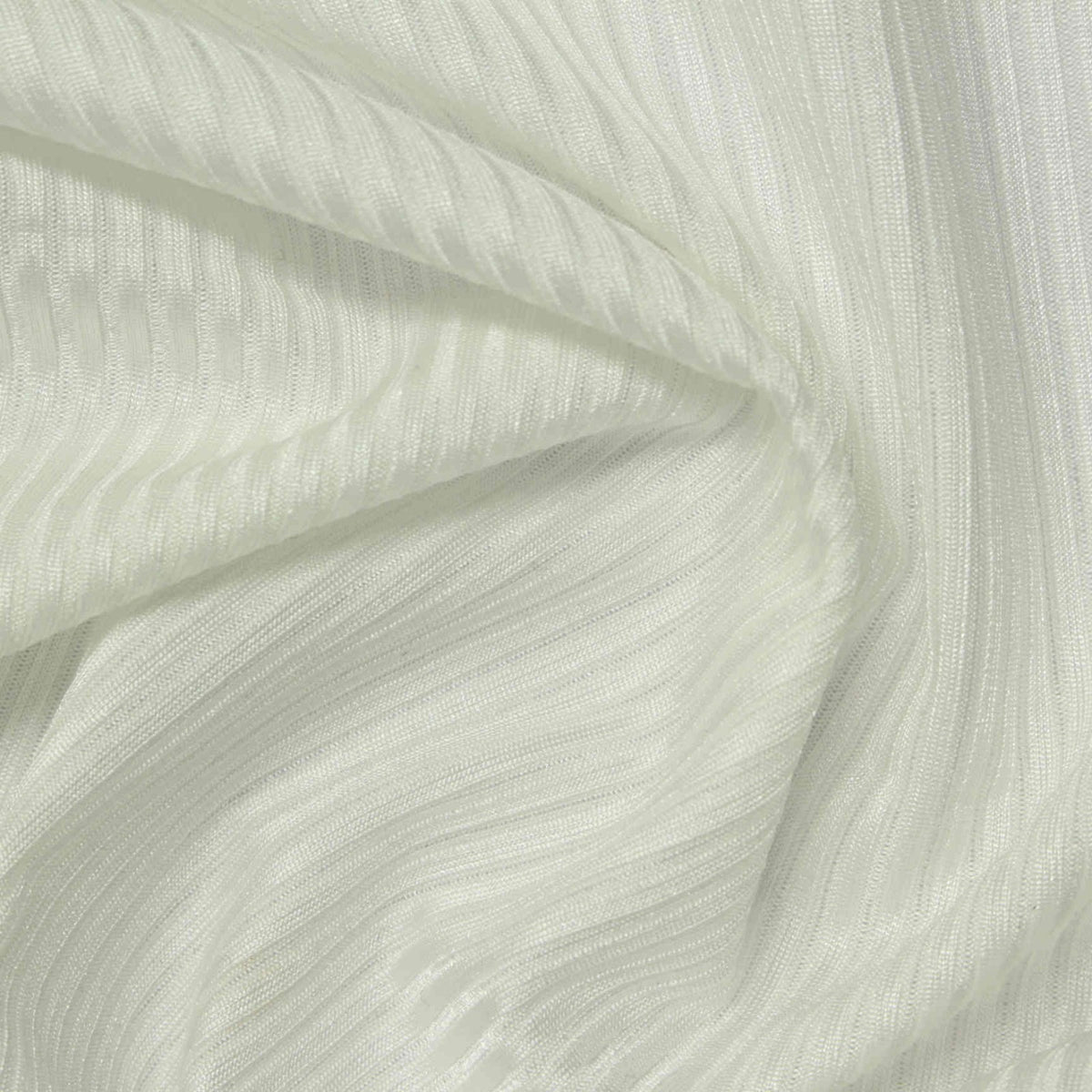 Polyester Stretch Rib Knit Fabric, 189 gsm, 142 cm — White