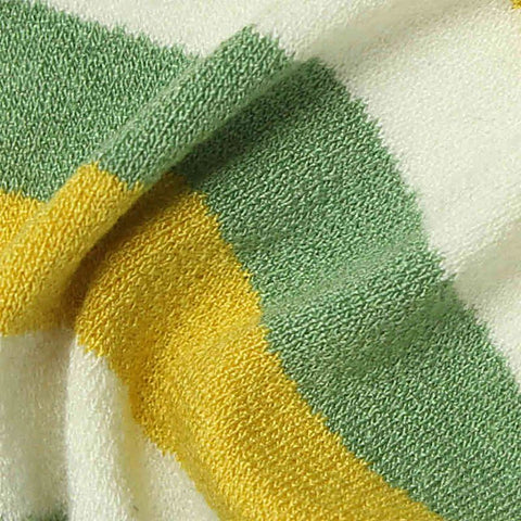 White Horizontal-Stripe Linen-Look, Viscose, 260 gsm