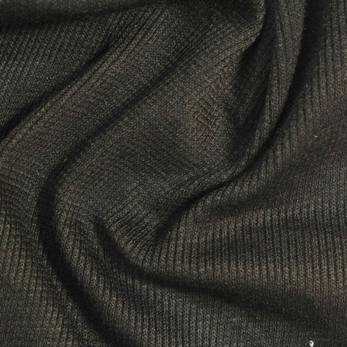 Dark Grey Marl Rib Knit, Polyester, 240 gsm, 170 cm