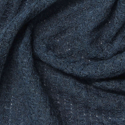Dark Blue Marl Waffle Knit, Poly-Viscose