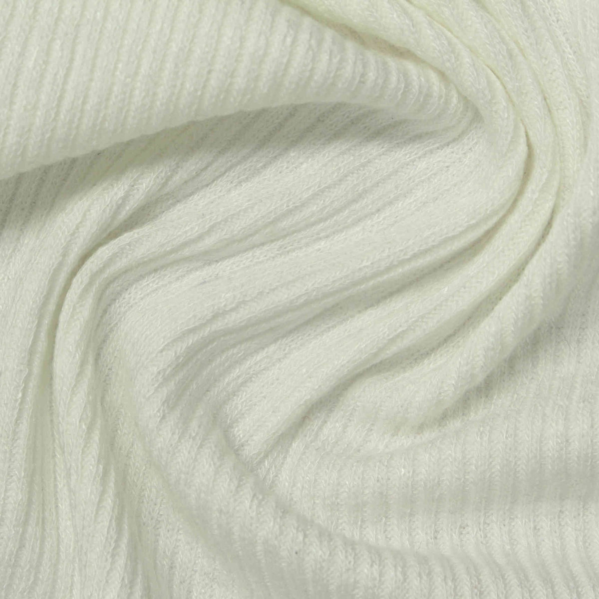 White Ribbed Rib Knit, Viscose-Poly