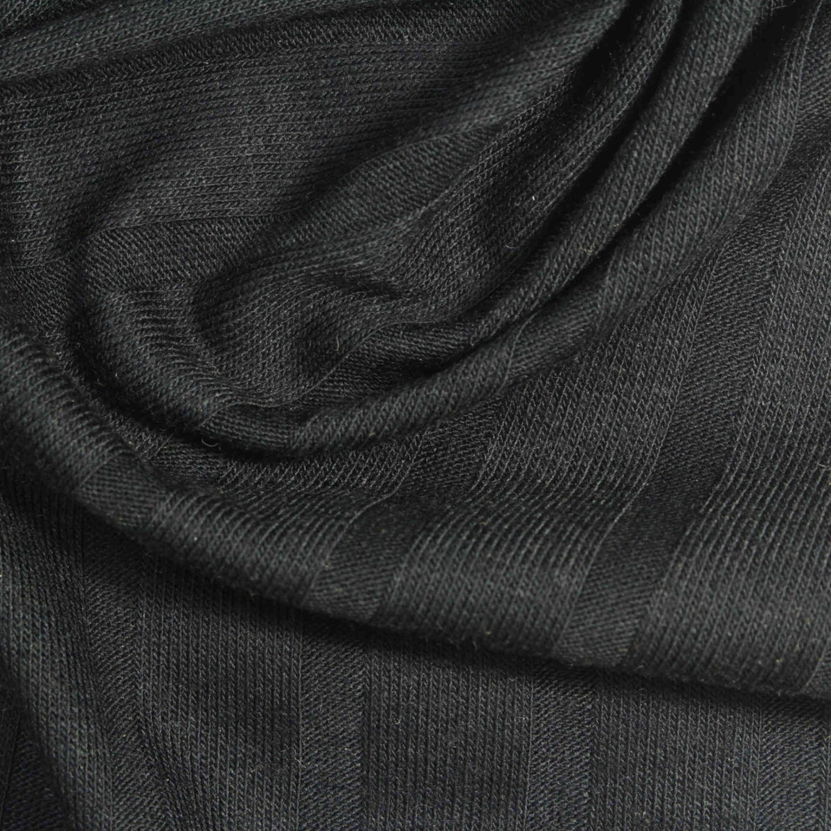 Polyester Viscose Rib Knit Fabric, 170 gsm, 175 cm — Black