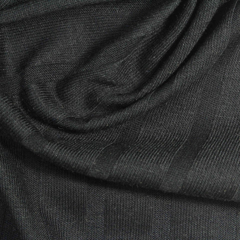 Polyester Viscose Rib Knit Fabric, 170 gsm, 175 cm — Black