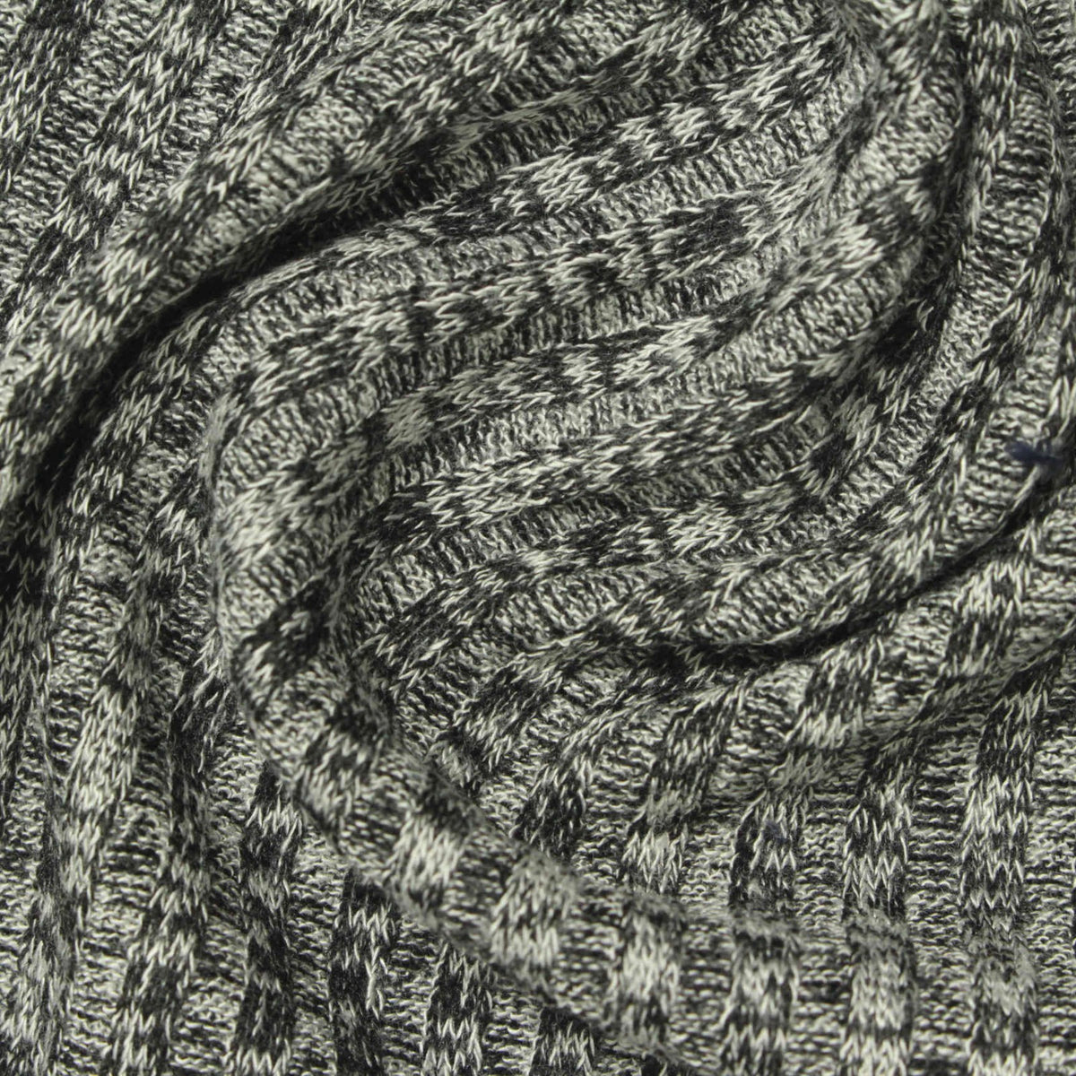 Viscose Polyester Stretch Rib Knit Fabric, 203 gsm, 150 cm — Grey