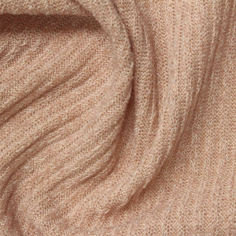Light Peach Marl Rib Knit, Polyester, 230 gsm