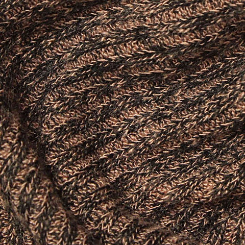 Brown Marl Rib Knit, Viscose-Poly, 250 gsm, 162 cm