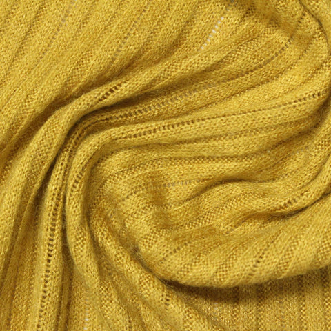 Viscose Polyester Blend Rib Knit Fabric, 150 gsm, 155 cm — Yellow