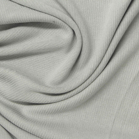 Modal Polyester Rib Knit Fabric, 208 gsm, 160 cm — Grey
