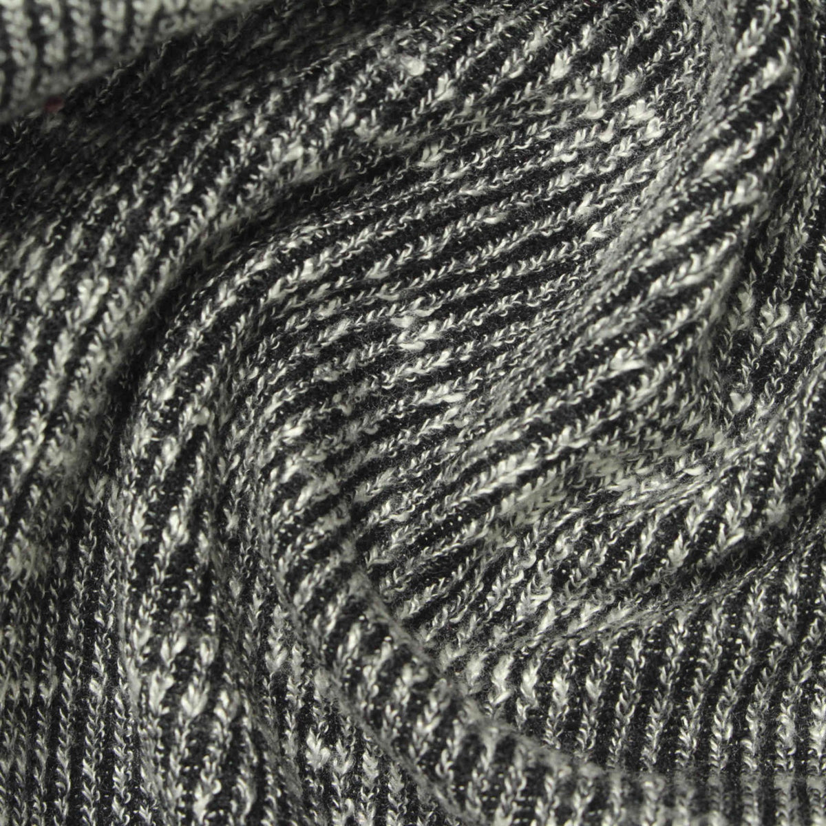 Black Heather Rib Knit, Poly-Cotton