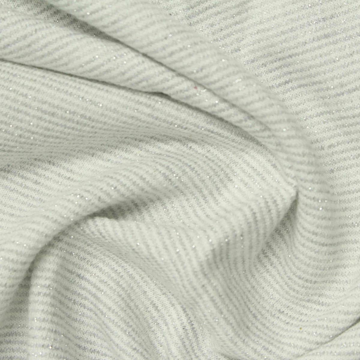 Light Grey Diagonal-Stripe French Terry, Poly-Cotton