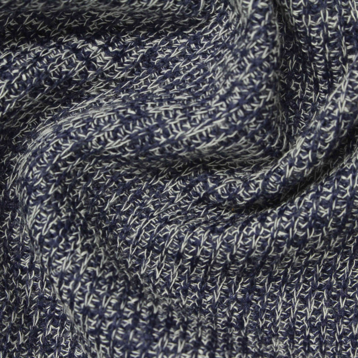 Navy Marl Rib Knit, Poly-Cotton, 335 gsm
