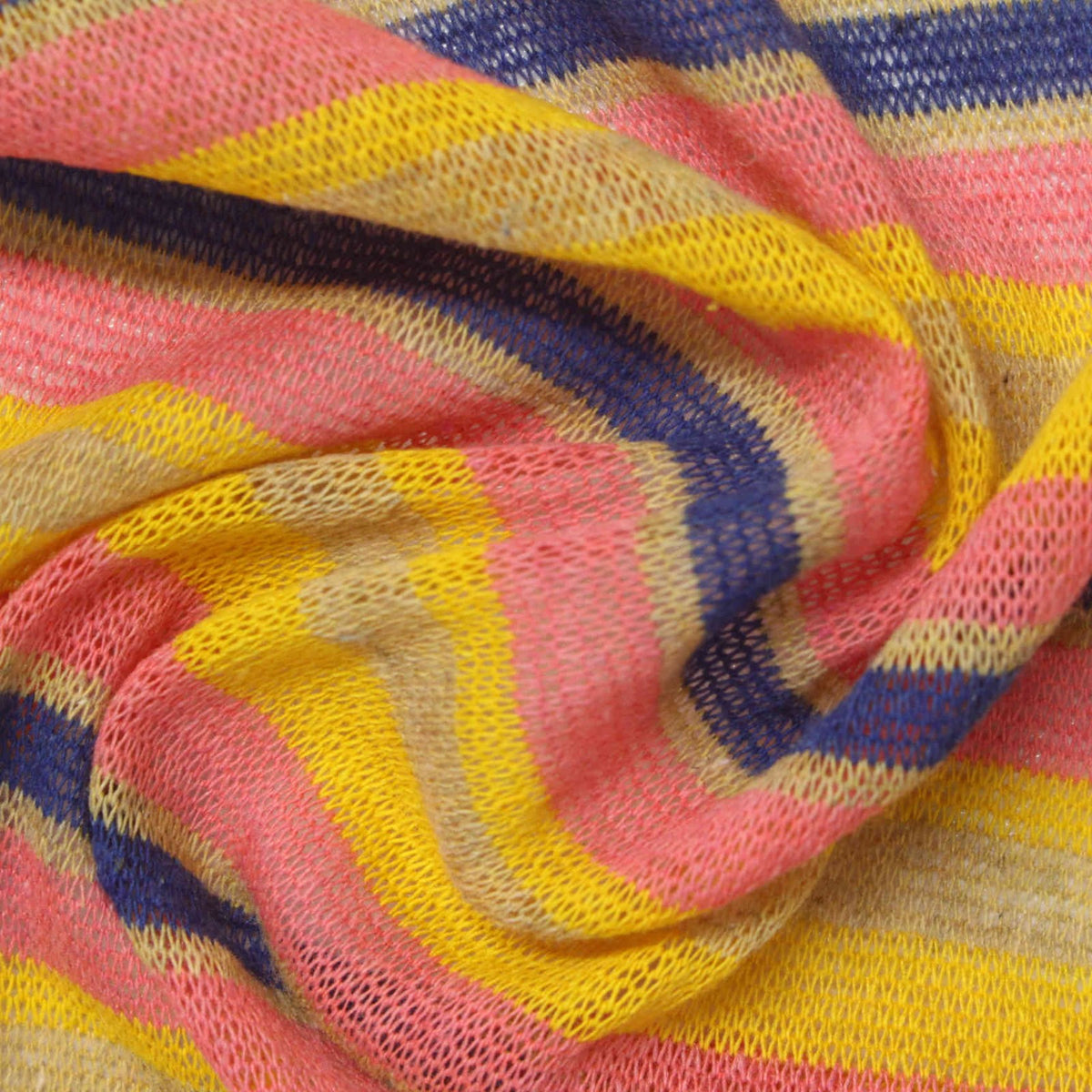 Pink Horizontal-Stripe Chunky Knit, 101 gsm