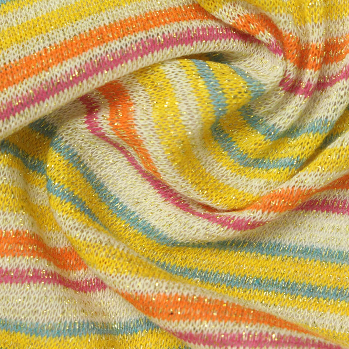 Yellow Horizontal-Stripe Chunky Knit, Cotton-Poly