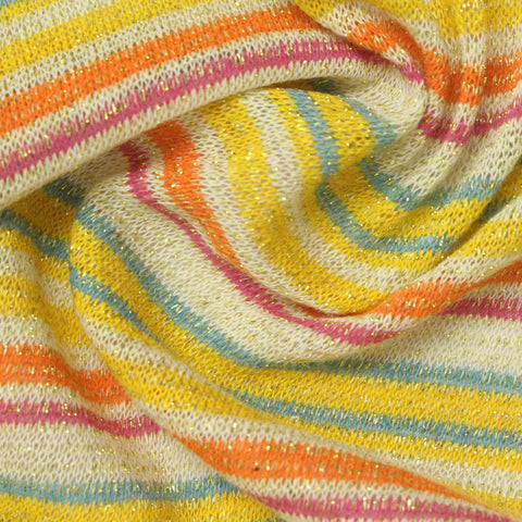 Yellow Horizontal-Stripe Chunky Knit, Cotton-Poly