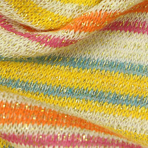 Yellow Horizontal-Stripe Chunky Knit, Cotton-Poly