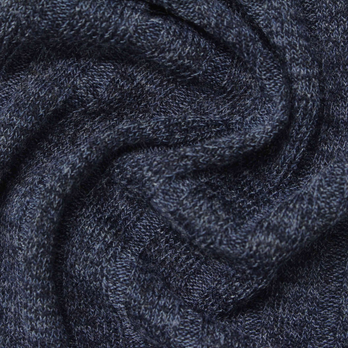 Dark Blue Marl Rib Knit, Poly-Viscose, 260 gsm