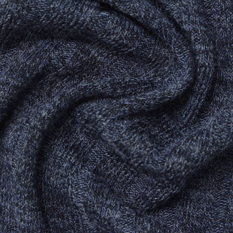 Dark Blue Marl Rib Knit, Poly-Viscose, 260 gsm