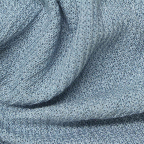 Polyester Viscose Stretch Rib Knit Fabric, 215 gsm, 163 cm — Blue