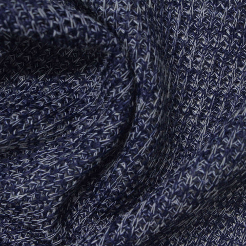 Navy Marl Rib Knit, Poly-Cotton, 267 gsm