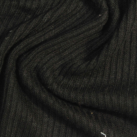Viscose Stretch Rib Knit Fabric, 290 gsm, 164 cm — Black