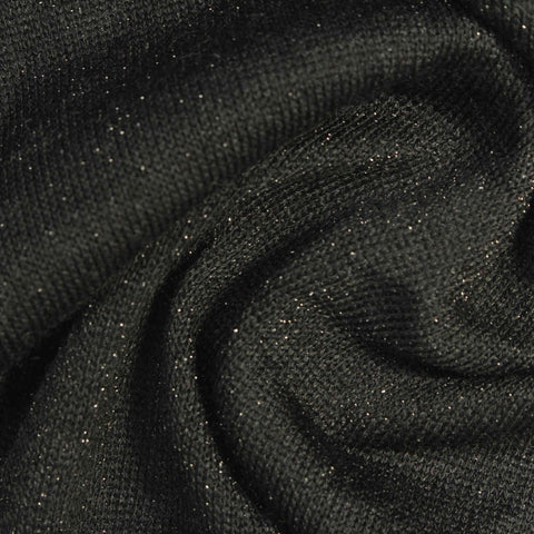 Polyester Metallic Stretch Chunky Knit Fabric, 210 gsm, 167 cm — Black