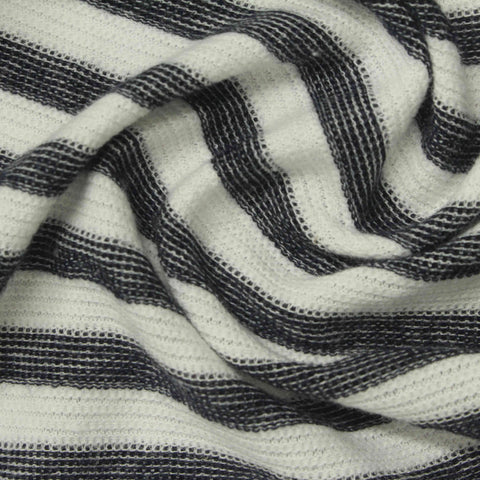 Dark Blue Stripes Chunky Knit, Poly-Cotton