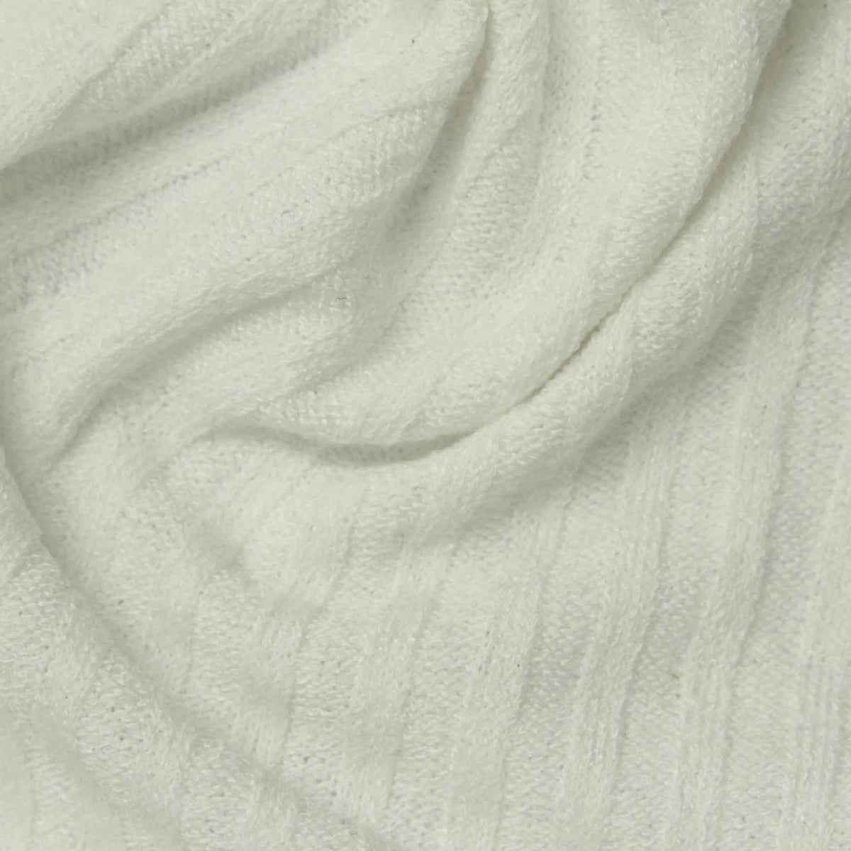 Polyester Stretch Rib Knit Fabric, 282 gsm, 159 cm — White