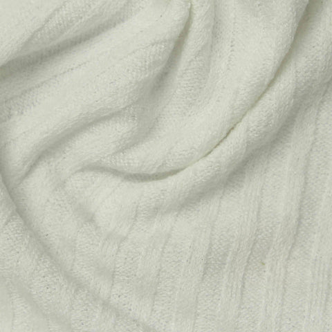 Polyester Stretch Rib Knit Fabric, 282 gsm, 159 cm — White