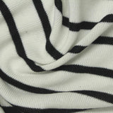 Black Horizontal-Stripe Jersey Knit, Cotton-Poly
