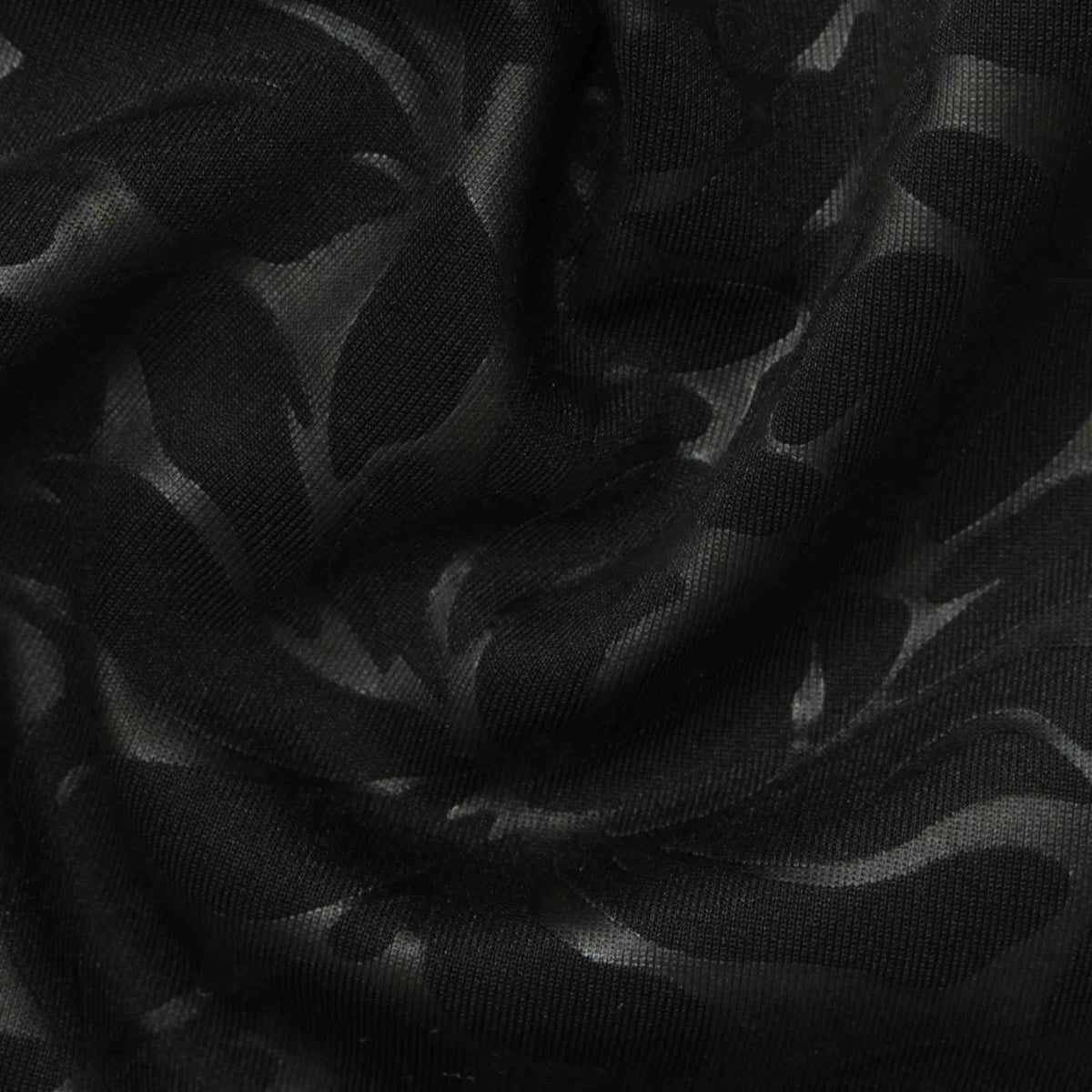 Black Tone-on-Tone Leaf Scuba Knit, Polyester