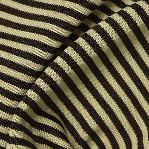 Brown Horizontal-Stripe Jersey Knit, Polyester, 159 gsm