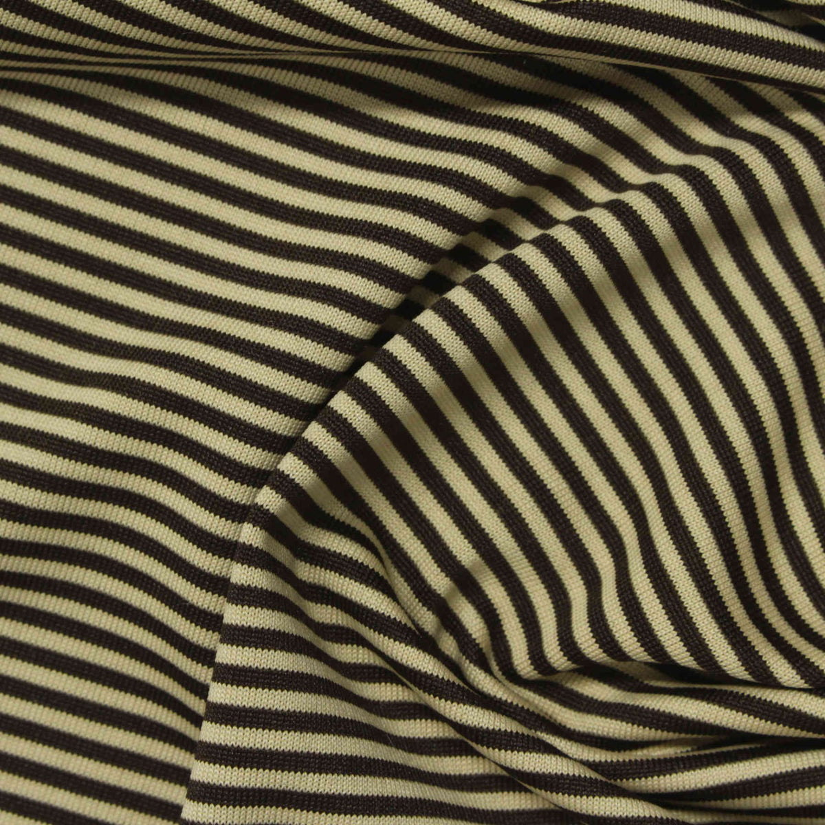 Brown Horizontal-Stripe Jersey Knit, Polyester, 159 gsm