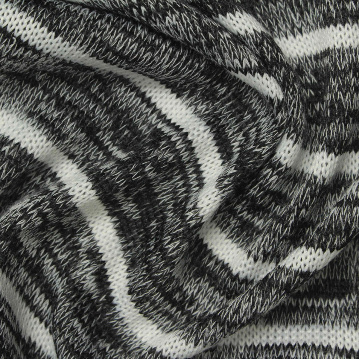 Black Horizontal-Stripe Jersey Knit, Polyester, 210 gsm, 160 cm