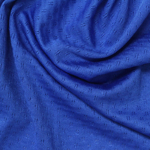 Jacquard Polyester Stretch Knit Fabric, 140 gsm, 155 cm — Blue