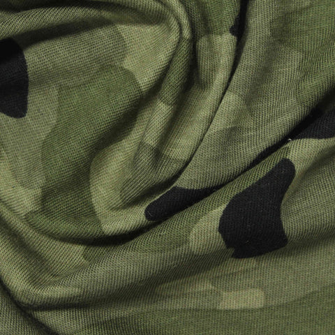 Green Camo Jersey Knit, Cotton-Viscose