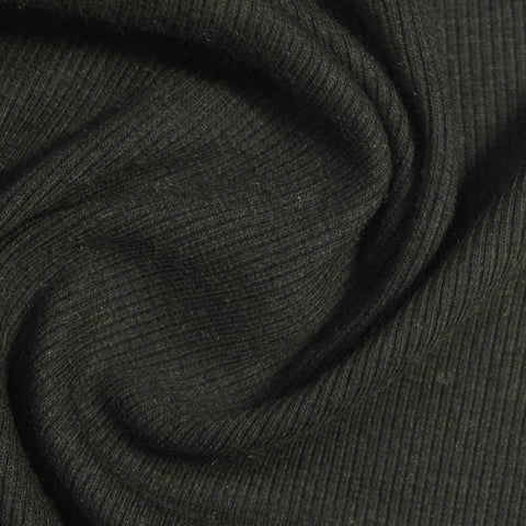 Polyester Cotton Stretch Rib Knit Fabric, 260 gsm, 115 cm — Green