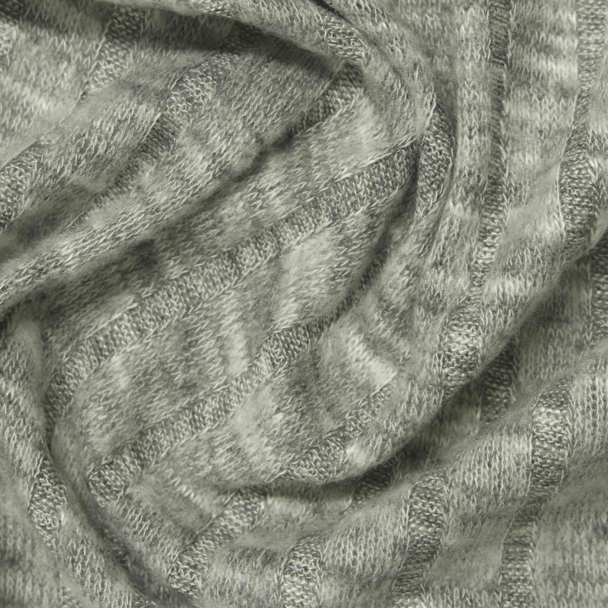 Grey Marl Rib Knit, Poly-Viscose, 175 gsm