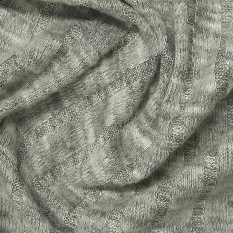 Grey Marl Rib Knit, Poly-Viscose, 175 gsm
