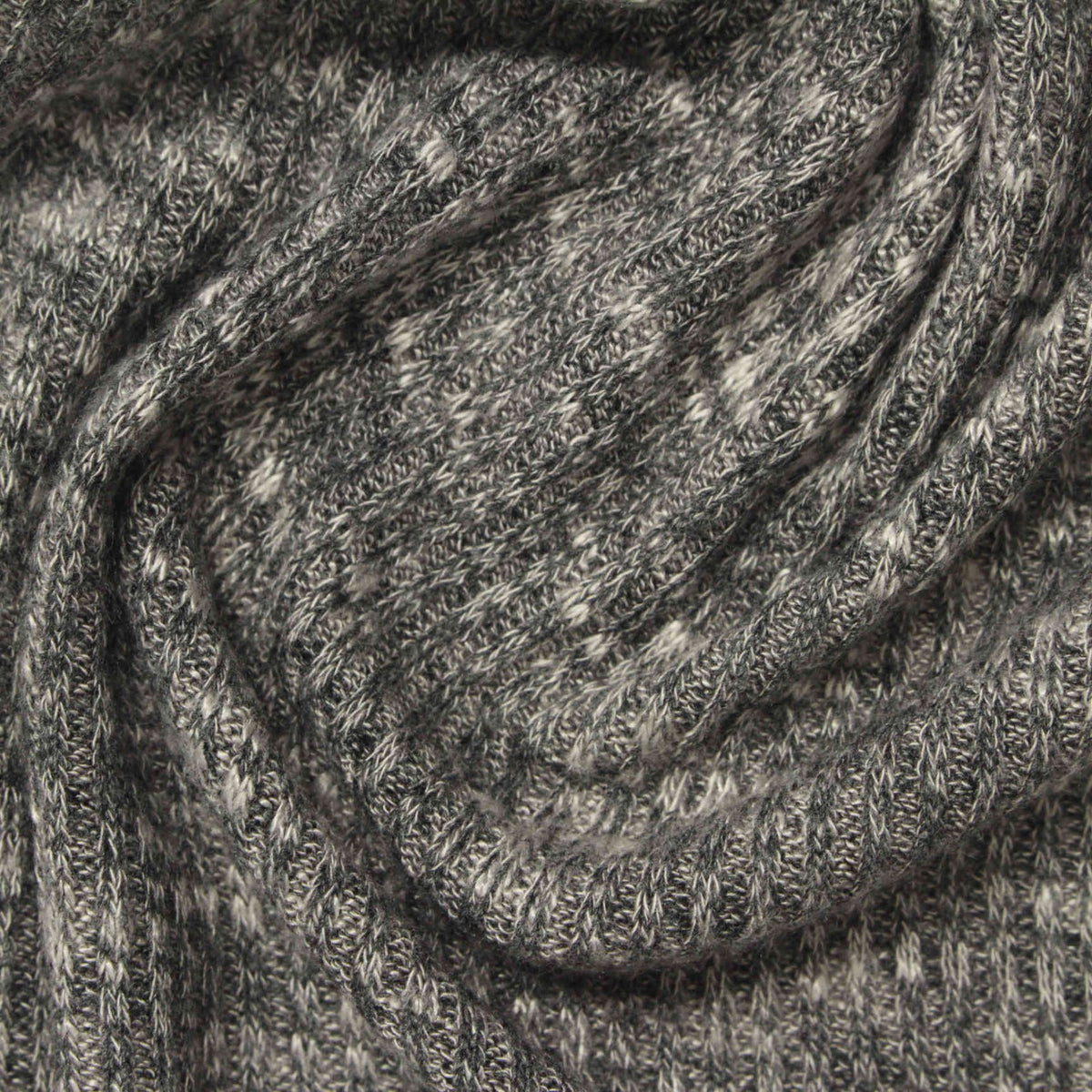 Grey Marl Rib Knit, Poly-Viscose, 240 gsm