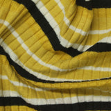 Yellow Horizontal-Stripe Rib Knit, Poly-Cotton