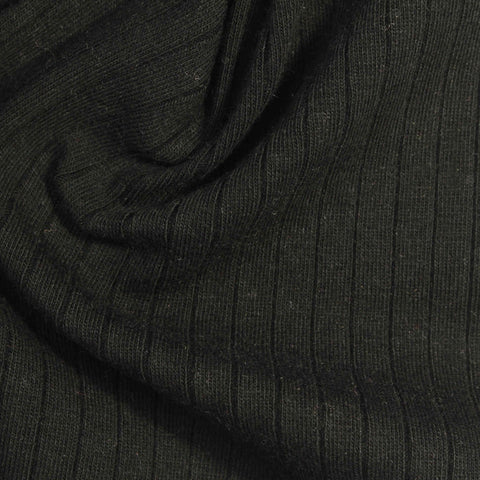 Cotton Stretch Rib Knit Fabric, 220 gsm, 140 cm — Green
