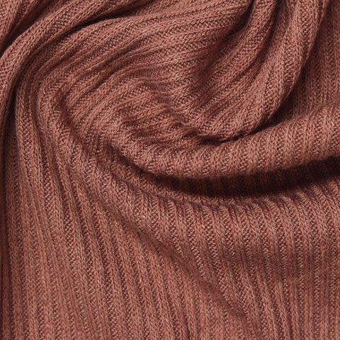 Brushed Viscose Polyester Stretch Rib Knit Fabric, 205 gsm, 160 cm — Pink