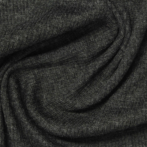 Viscose Stretch Rib Knit Fabric, 215 gsm, 125 cm — Grey
