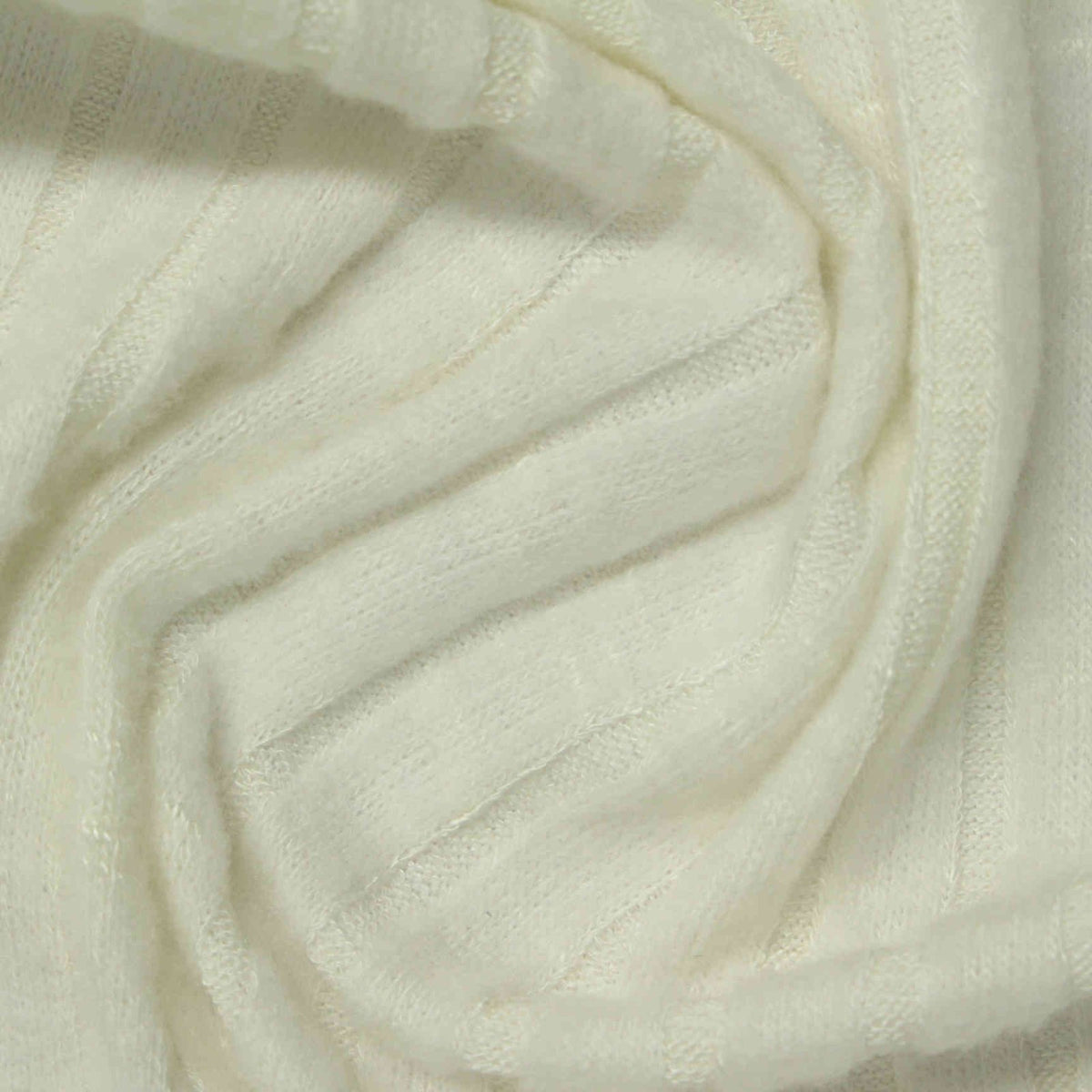 Brushed Polyester Viscose Rib Knit Fabric, 235 gsm, 135 cm — White