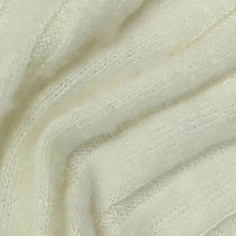 Brushed Polyester Viscose Rib Knit Fabric, 235 gsm, 135 cm — White