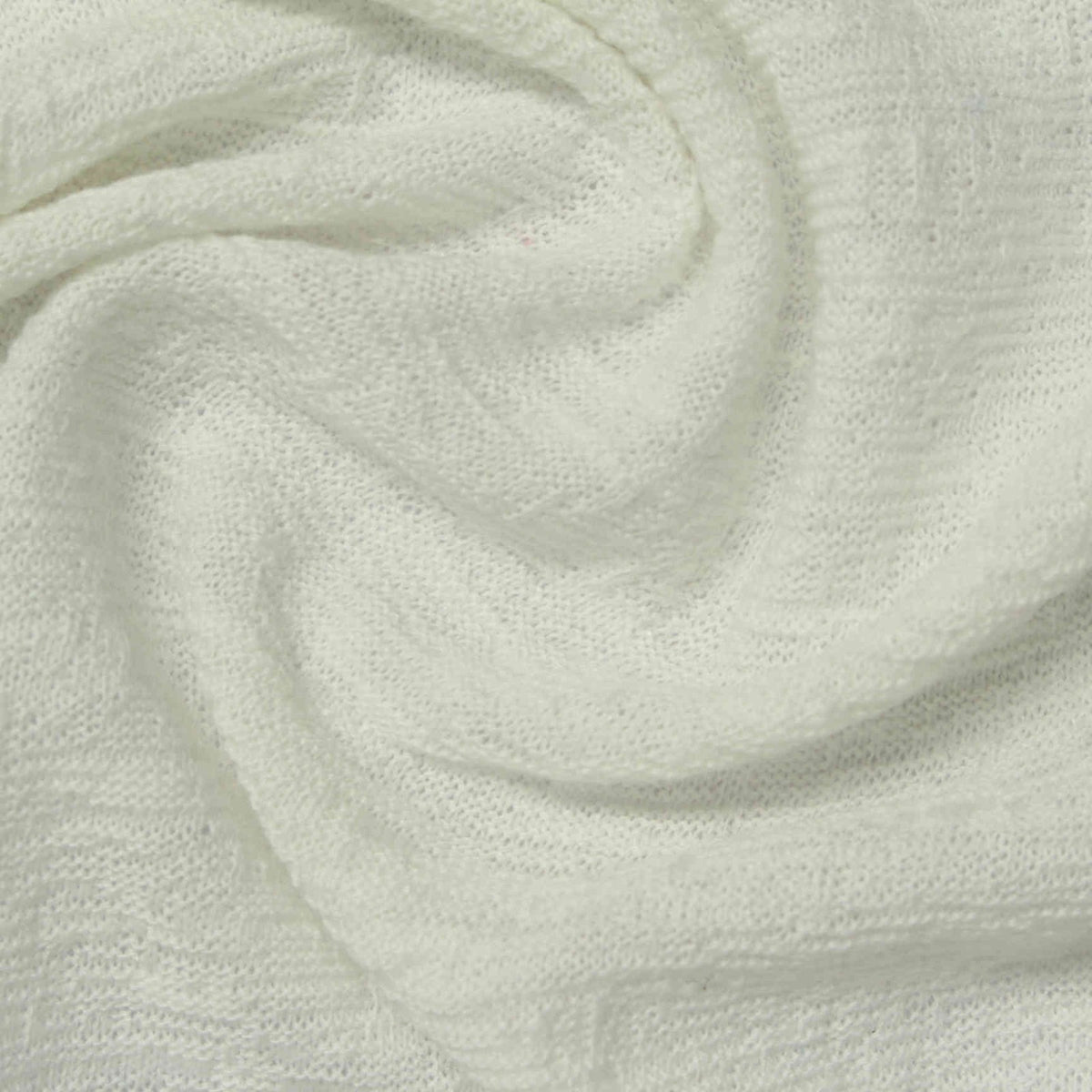 Jacquard Slub Polyester Cotton Knit Fabric, 195 gsm, 180 cm — White