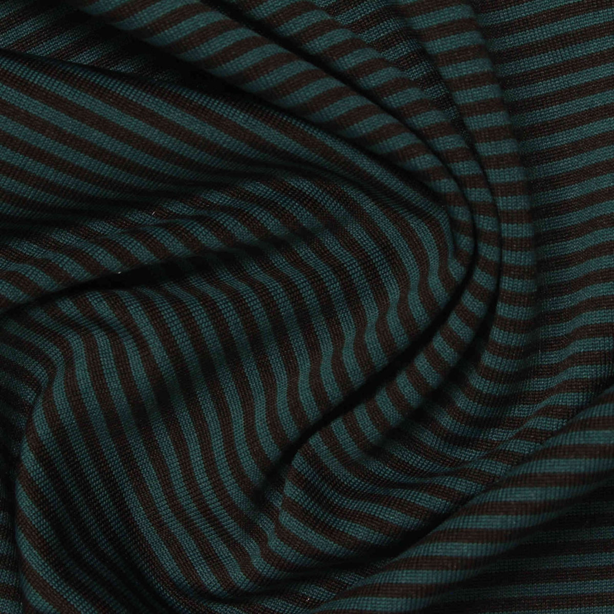 Dark Green Horizontal-Stripe Jersey Knit, Polyester, 159 gsm